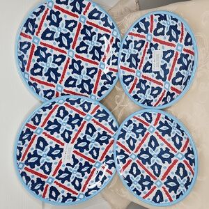 Tommy Hilfiger melamine plate set of 4 dinner and salad plate red white blue